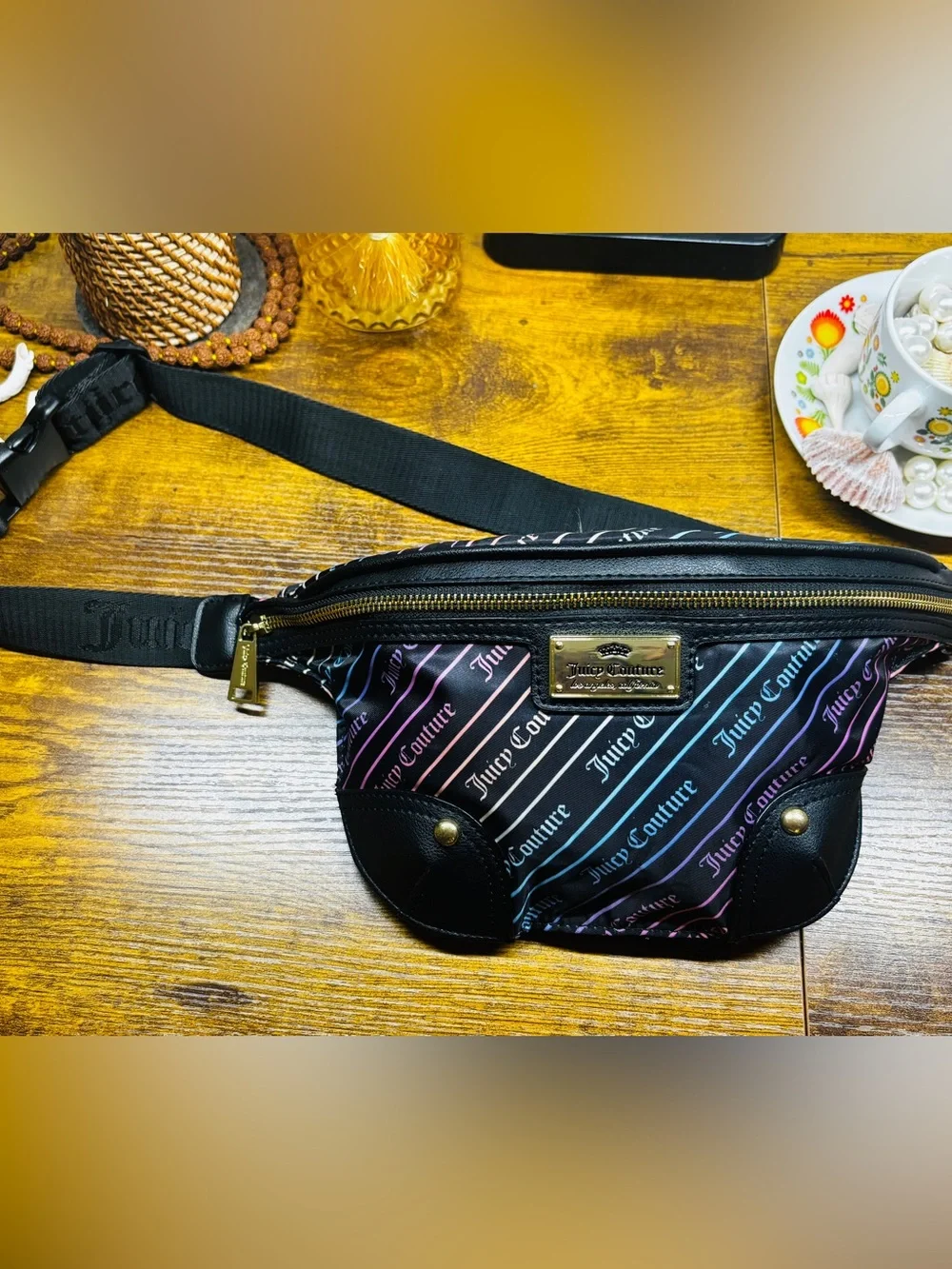 Juicy Couture Black Rainbow Logo Crossbody Bag